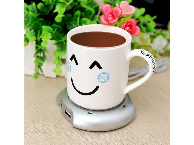 Office Coffee Tea Cup Warmer with 4-Port USB HUB