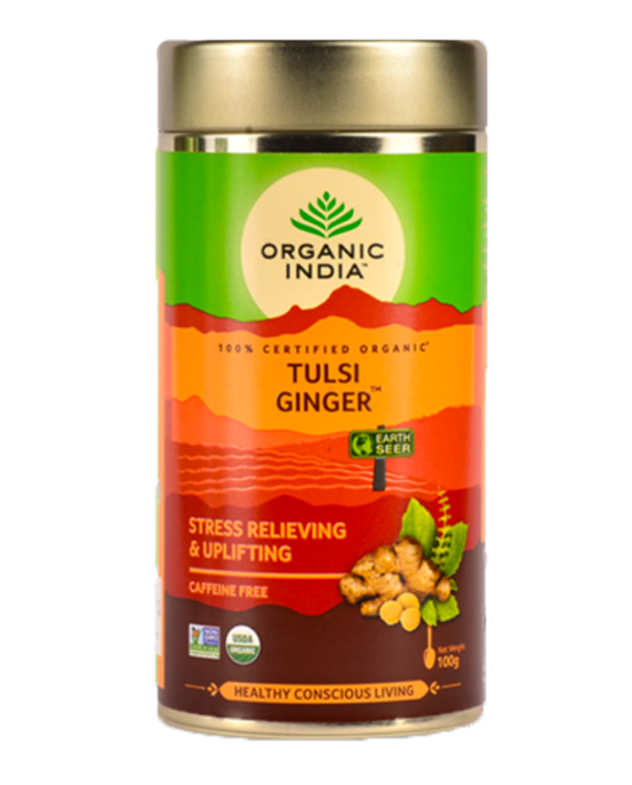 Tulsi Ginger Loose Leaf Tea Organic India - Leena Spices
