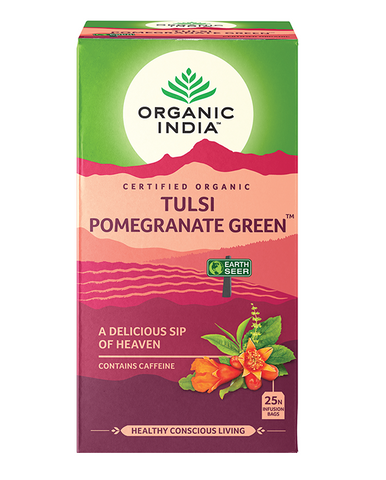 Tulsi Pomegranate Green Tea Organic India - Leena Spices