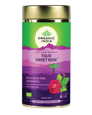 Tulsi Sweet Rose Loose Leaf Tea Organic India - Leena Spices