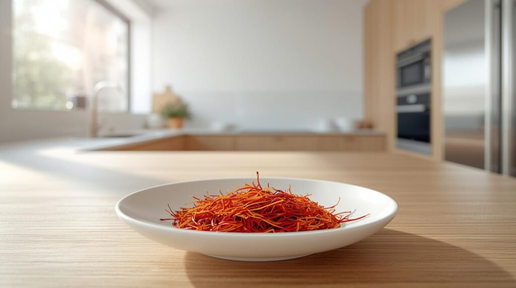 Saffron in a plate leena spices