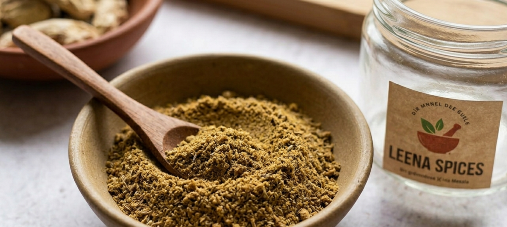 Powdered birth masala in a bowl