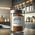 Lemon pepper seasoning in a jar with lid closed