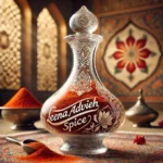 Persian Advieh spice blend in a glass jar.