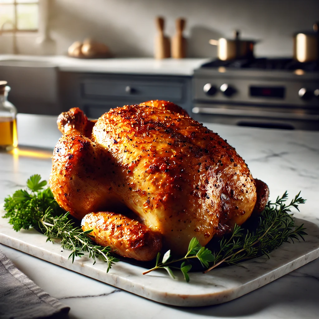 Portuguese style roasted whole chicken