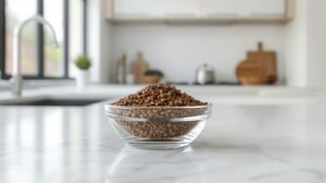 A close-up shot of raw, premium whole cumin seeds showing their natural striped texture and light brown color.